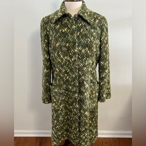 Carolina Herrera Boucle Tweed Single Breasted Walker Coat